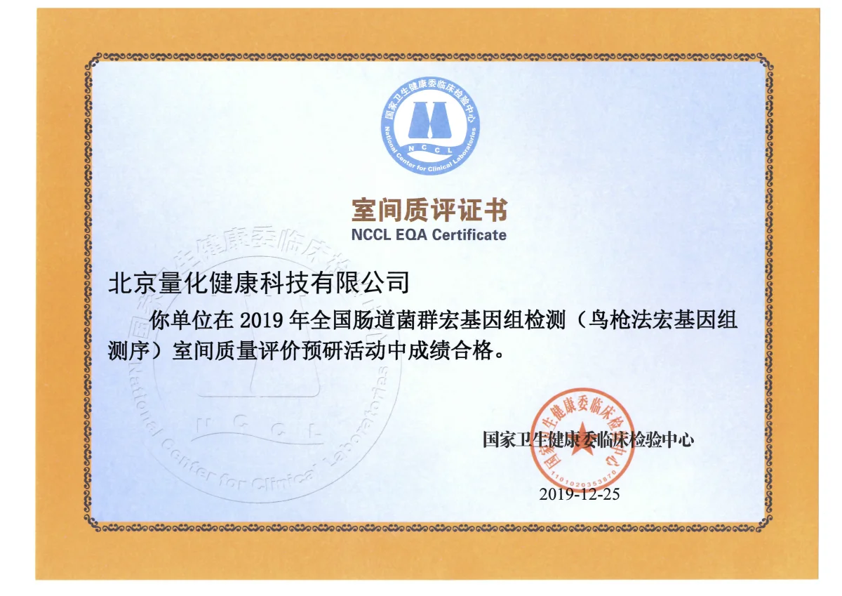 国家卫生健康委临床检验中心（NCCL）室间质评合格证书